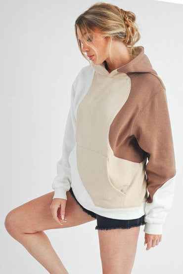 Aemi + Co Color Block Hoodie with Kangaroo Pocket for Stylish Comfort