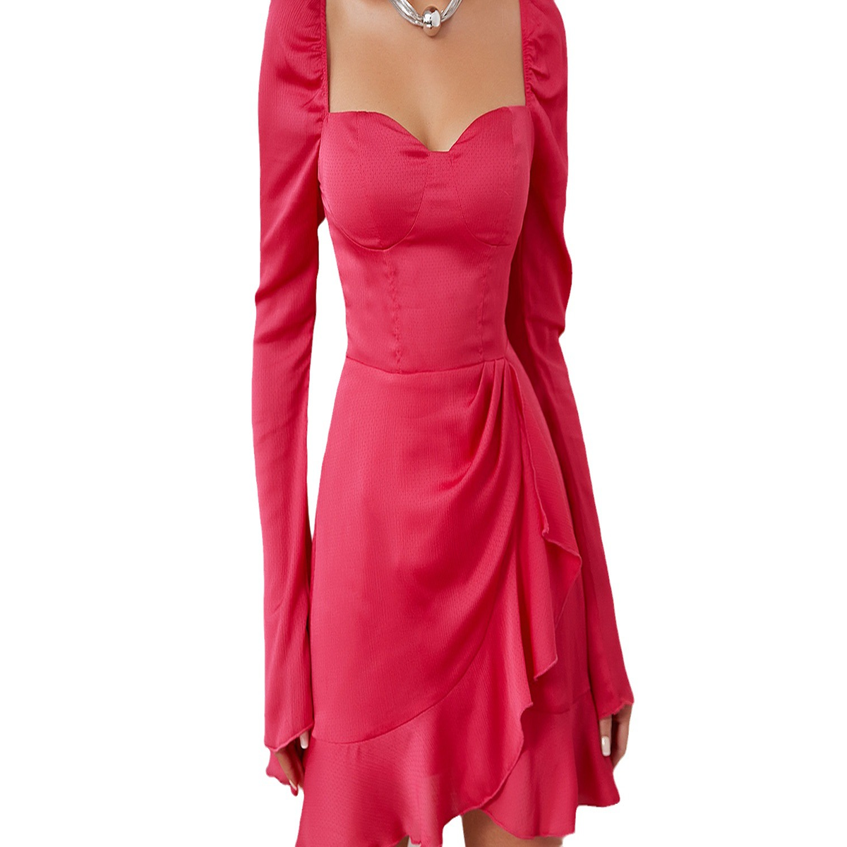 Fashion Elegant Slim-Fit Long Sleeve Ruffled Dress