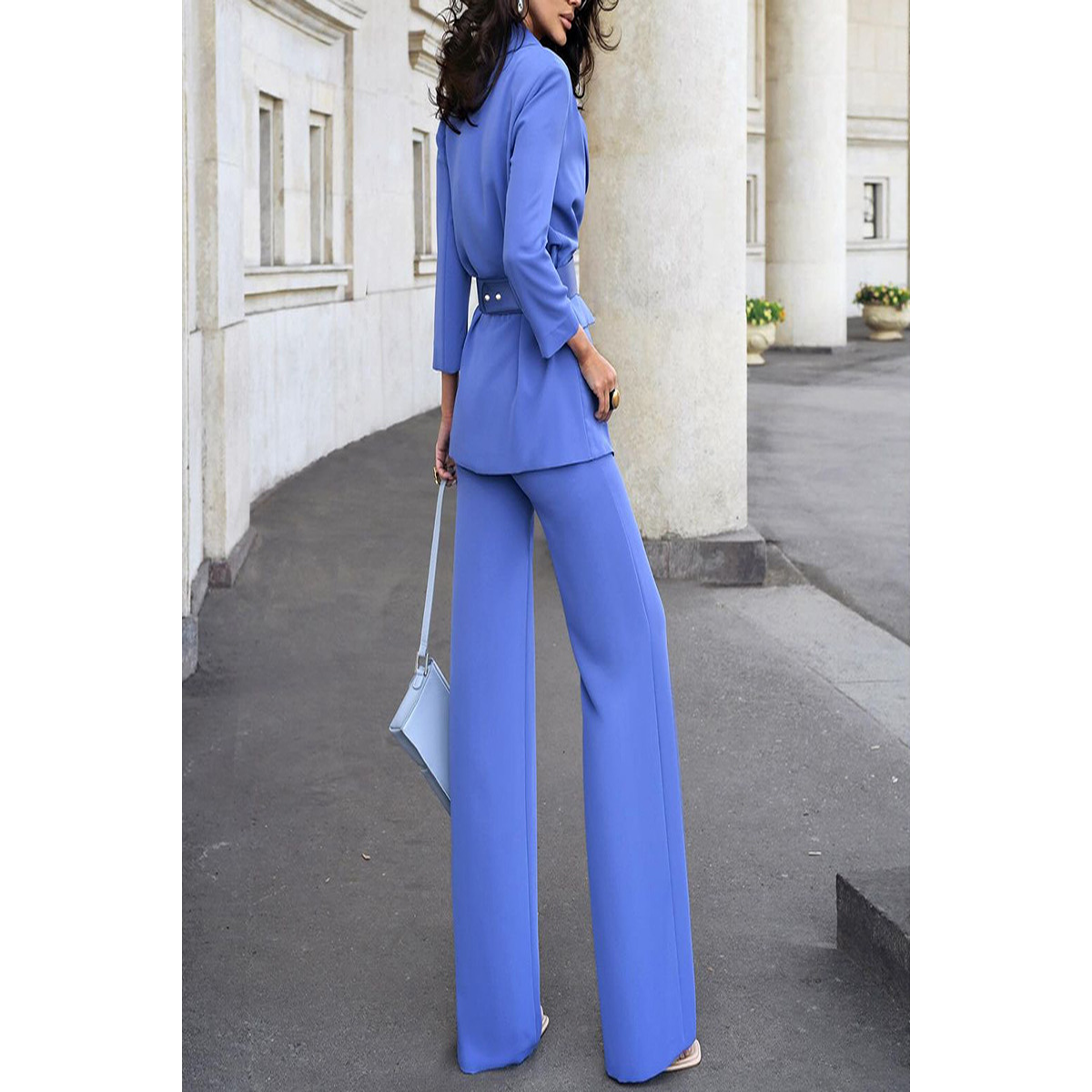 Solid Color Commute Suit Jacket High Waist Suit Pants Two-Piece Suit