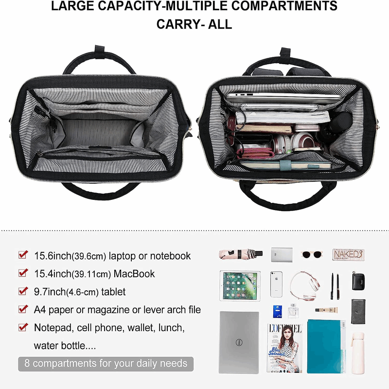 15.6"Women Work Computer Bag Teacher Nurse Backpack Purse