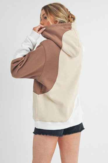 Aemi + Co Color Block Hoodie with Kangaroo Pocket for Stylish Comfort