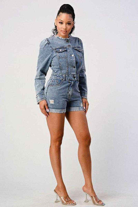 LONG SLEEVE DENIM ROMPER kt168shophk Buy Online