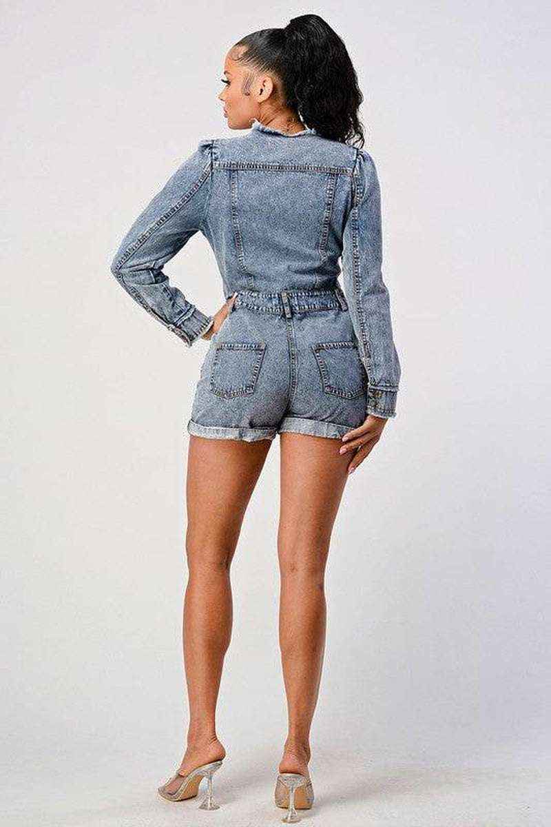 LONG SLEEVE DENIM ROMPER kt168shophk Buy Online