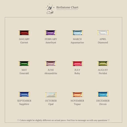 Dainty Baguette Birthstone CZ Charm Necklace