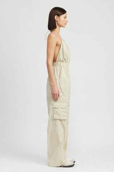 Spaghetti Strap Cargo Jumpsuit for Chic Comfort and Style