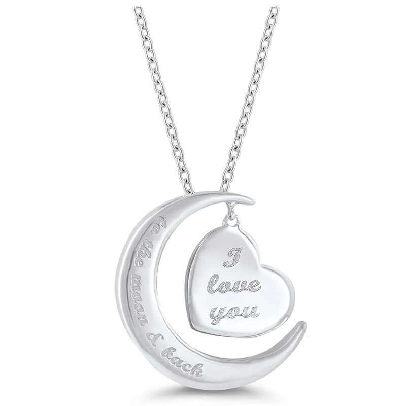 Silver Moon and Back Diamond Necklace kt168shophk