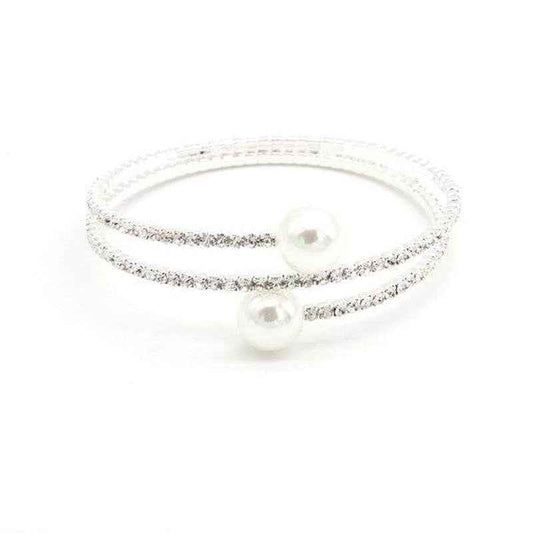 SPIRAL RHINESTONE BRACELET with PEARLS