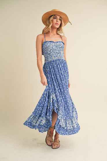 Aemi and Co Ditsy Floral Maxi Dress with Ruffled Hem Cami Style