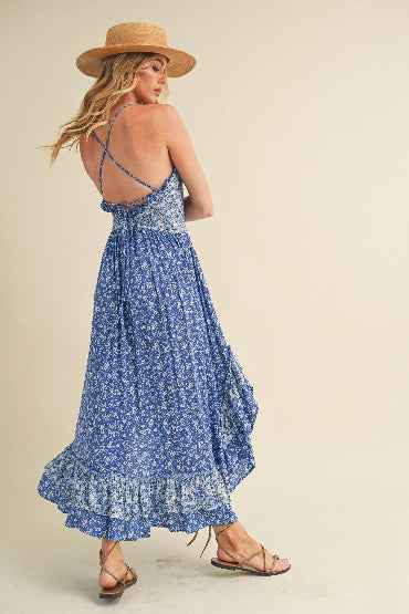 Aemi and Co Ditsy Floral Maxi Dress with Ruffled Hem Cami Style