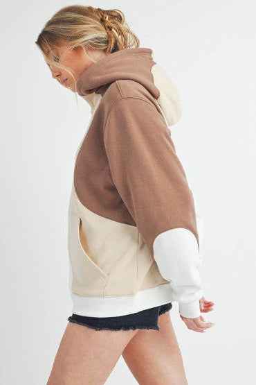 Aemi + Co Color Block Hoodie with Kangaroo Pocket for Stylish Comfort