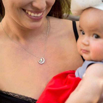 Silver Moon and Back Diamond Necklace