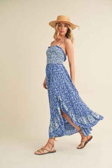 Aemi and Co Ditsy Floral Maxi Dress with Ruffled Hem Cami Style