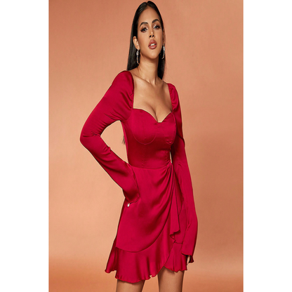 Fashion Elegant Slim-Fit Long Sleeve Ruffled Dress