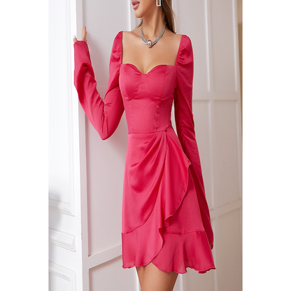Fashion Elegant Slim-Fit Long Sleeve Ruffled Dress