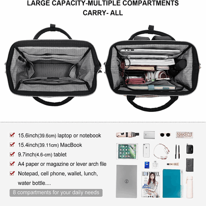 15.6"Women Work Computer Bag Teacher Nurse Backpack Purse