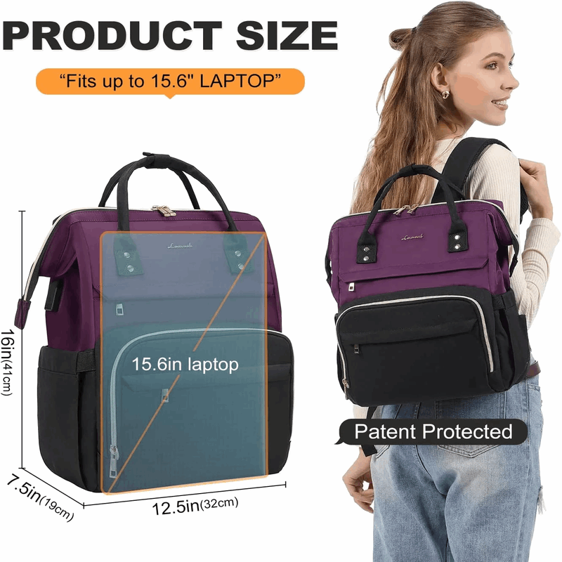 15.6"Women Work Computer Bag Teacher Nurse Backpack Purse