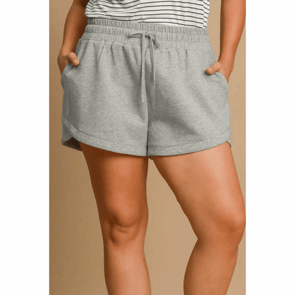 Umgee Full Size Drawstring Sweatshorts with Pockets plus Size