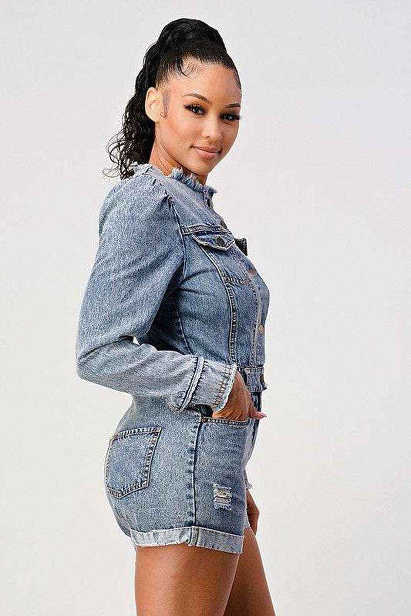 LONG SLEEVE DENIM ROMPER kt168shophk Buy Online