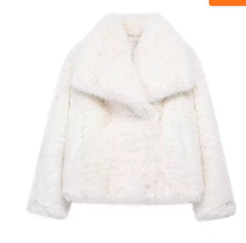 Winter Plush Coat Thicken Lapel Outwear Casual Long Sleeve Tops