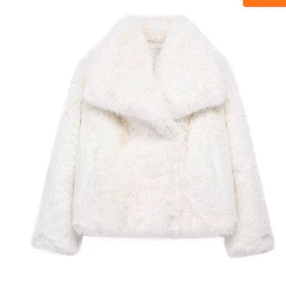 Winter Plush Coat Thicken Lapel Outwear Casual Long Sleeve Tops