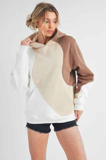 Aemi + Co Color Block Hoodie with Kangaroo Pocket for Stylish Comfort