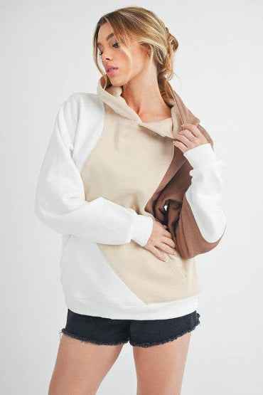 Aemi + Co Color Block Hoodie with Kangaroo Pocket for Stylish Comfort