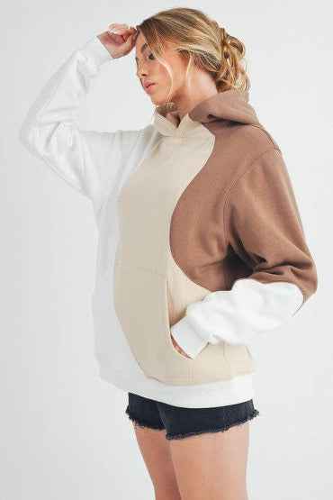 Aemi + Co Color Block Hoodie with Kangaroo Pocket for Stylish Comfort