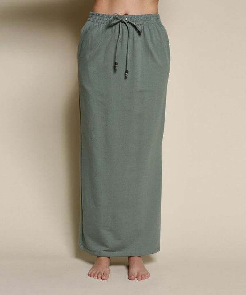 BRUSHED ORGANIC HEMP Side Slit Maxi Skirt kt168shophk