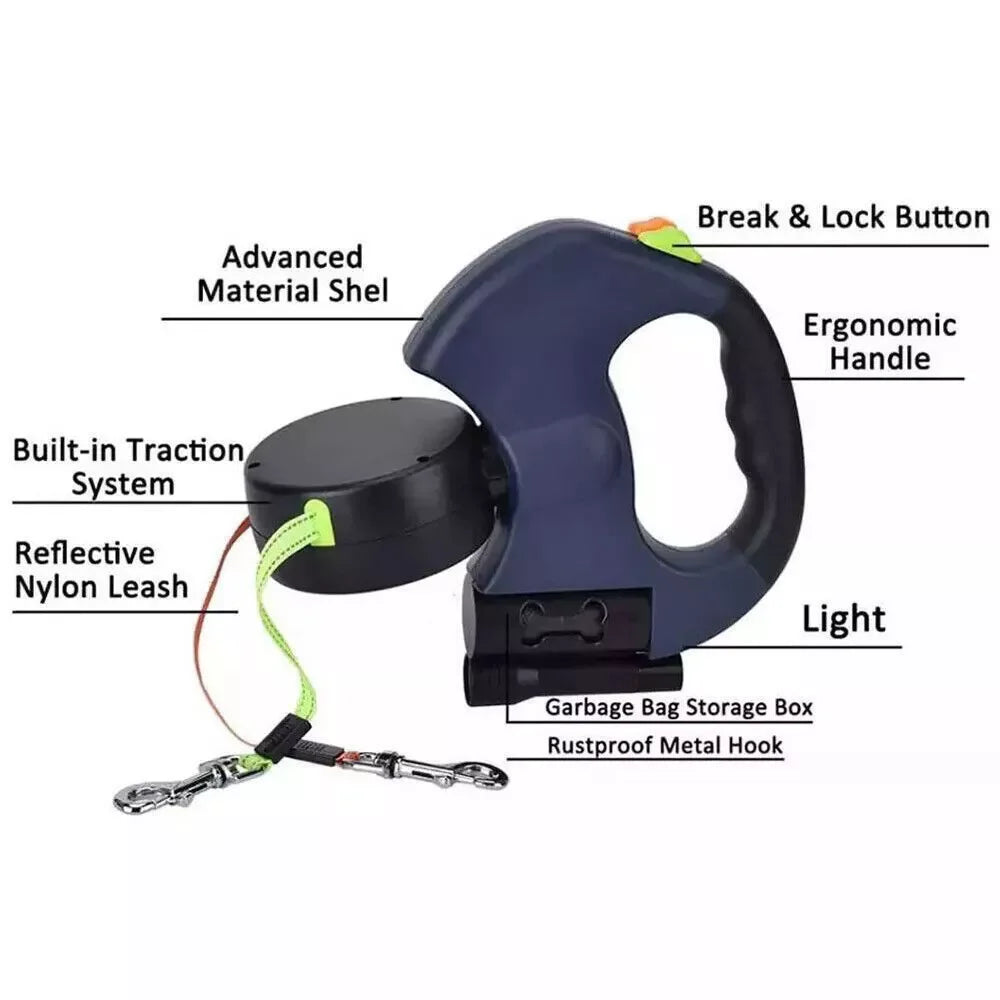 Dual Pet Leash Retractable Reflective Lead 360 Swivel Double Dog Walking Leash 86f98cb4d7c250055a45fe966c212f57 kt168shophk
