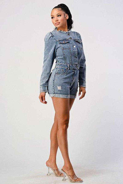 LONG SLEEVE DENIM ROMPER kt168shophk Buy Online