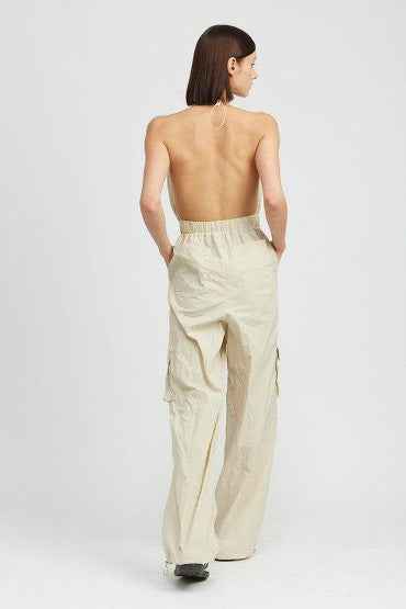 Spaghetti Strap Cargo Jumpsuit for Chic Comfort and Style