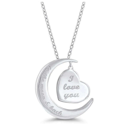 Silver Moon and Back Diamond Necklace kt168shophk