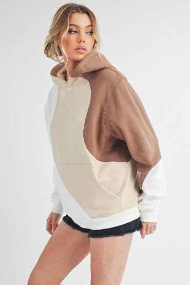 Aemi + Co Color Block Hoodie with Kangaroo Pocket for Stylish Comfort