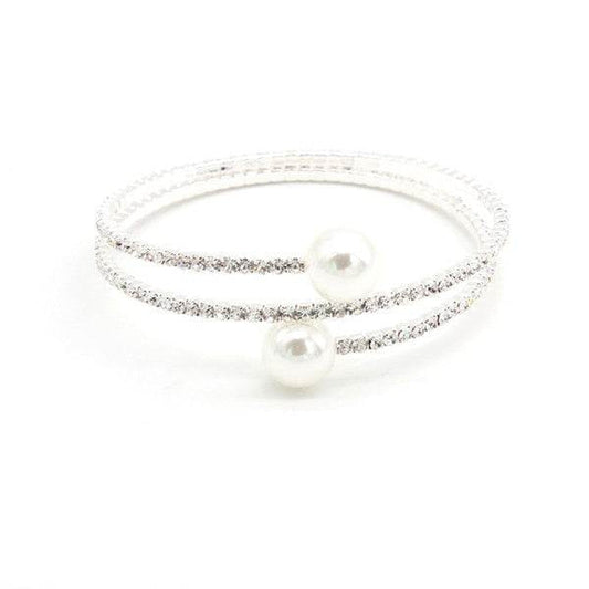 SPIRAL RHINESTONE BRACELET with PEARLS