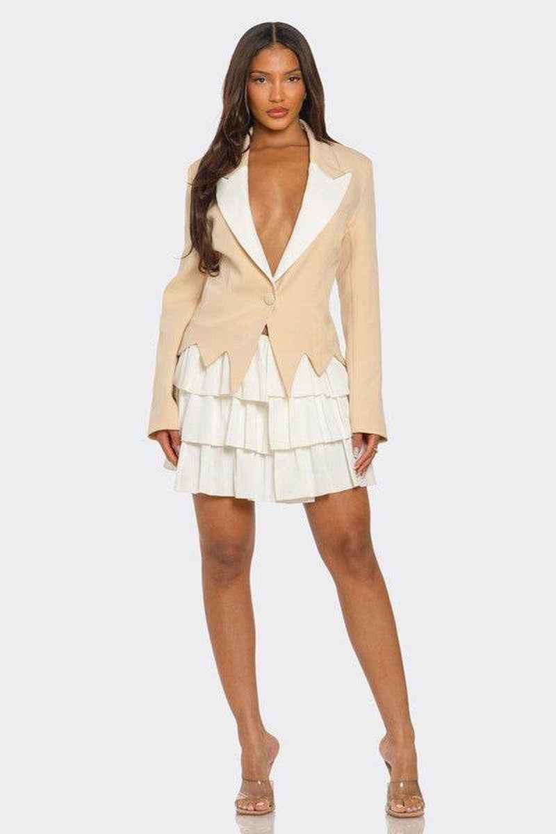Elevate your wardrobe with the Two-Tone Blazer Dress