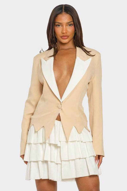 Elevate your wardrobe with the Two-Tone Blazer Dress