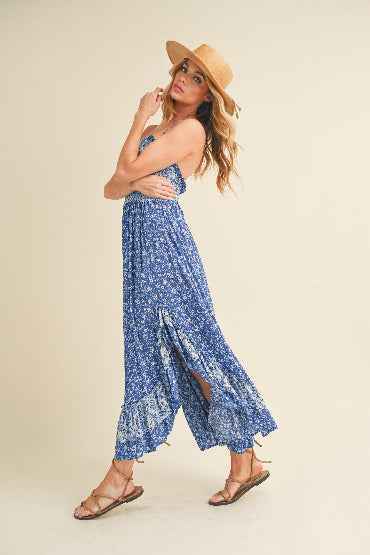 Aemi and Co Ditsy Floral Maxi Dress with Ruffled Hem Cami Style
